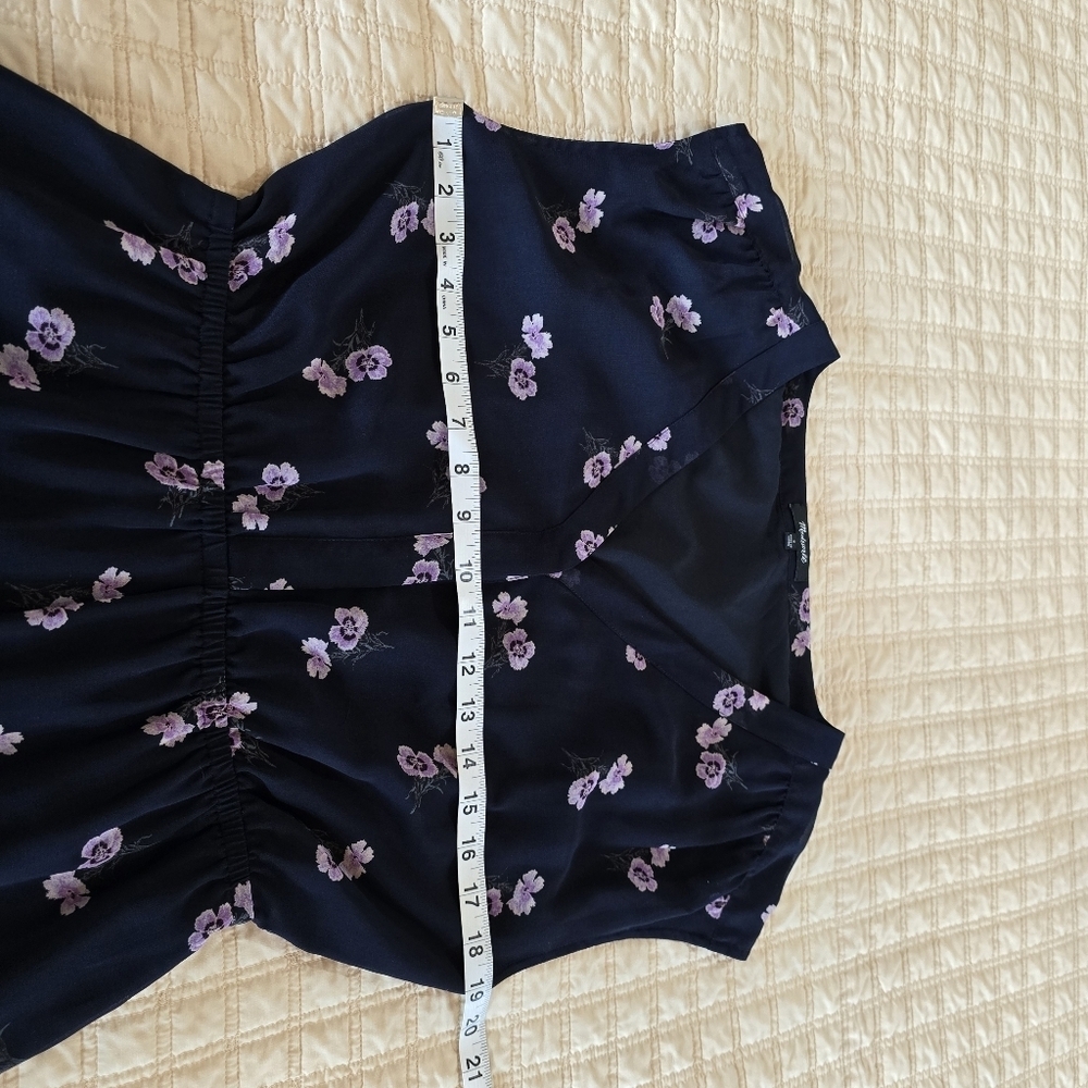 Madewell Skygaze Navy Mini Dress Pink & Lavendar Floral Sz. 4 - Picture 7 of 12